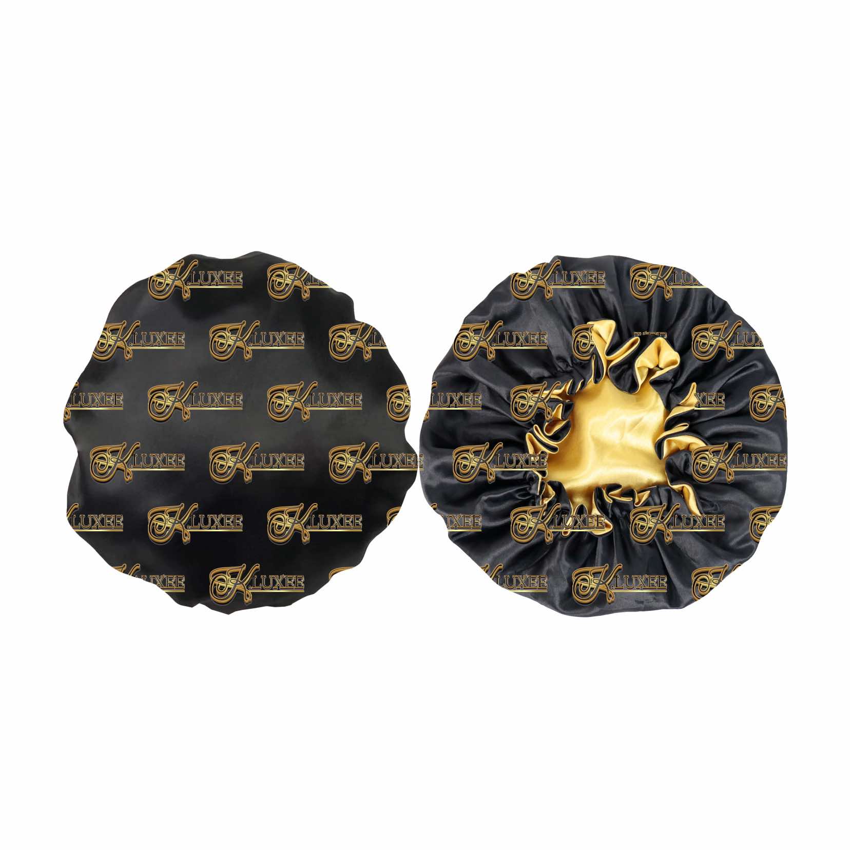 K.Luxxee Signature Satin Bonnet – Black & Gold